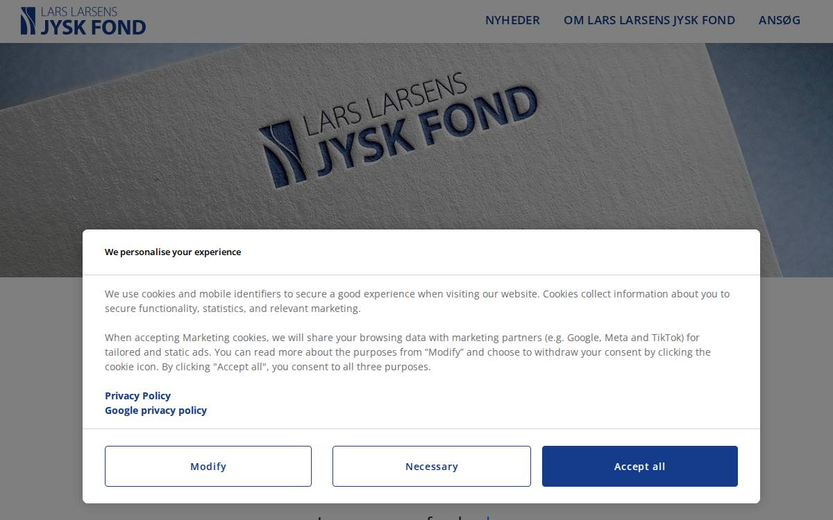 Lars Larsens JYSK Fond website preview
