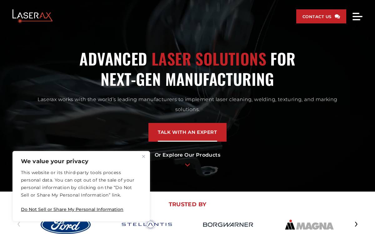 Laserax website preview