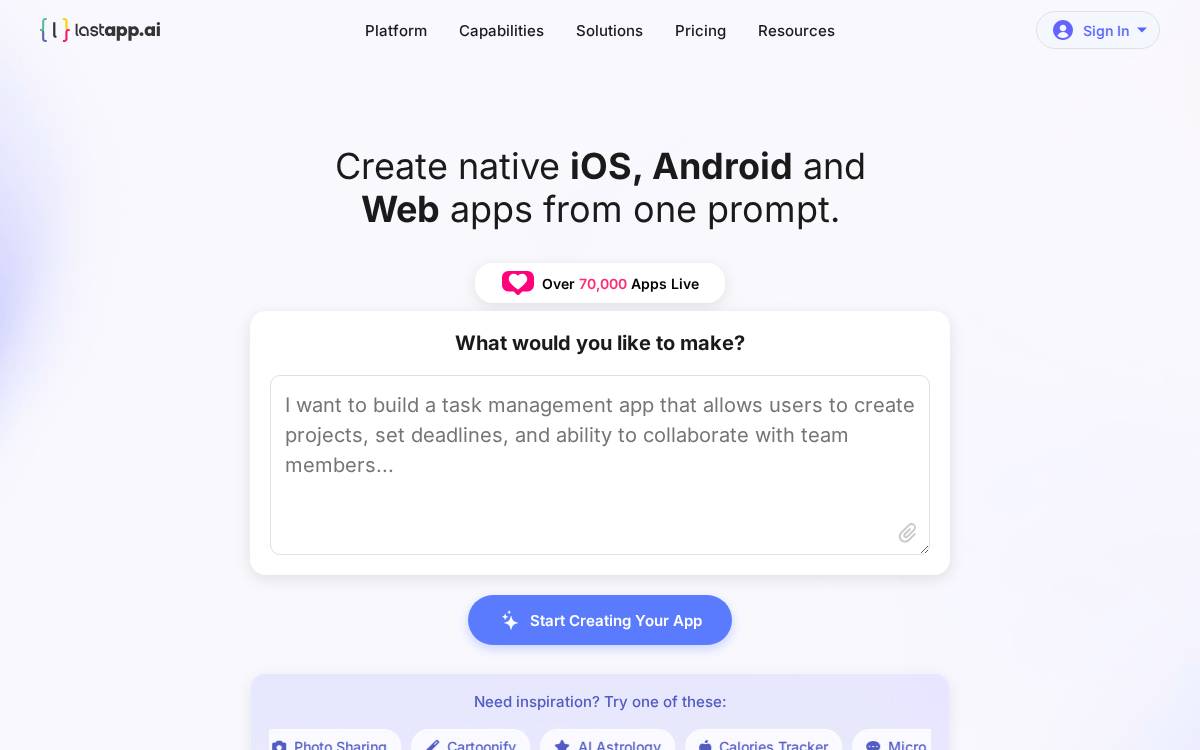 LastApp website preview
