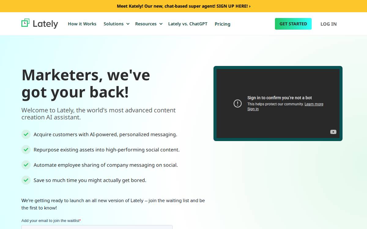 Lately website preview
