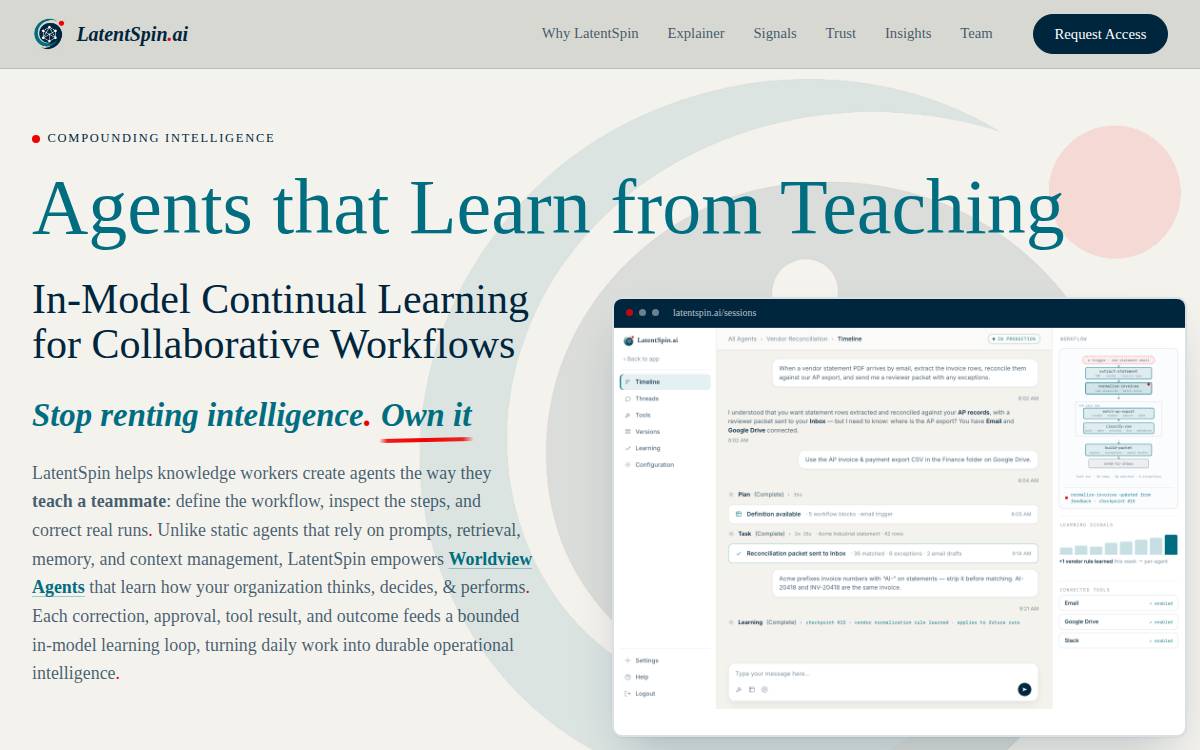 LatentSpin website preview