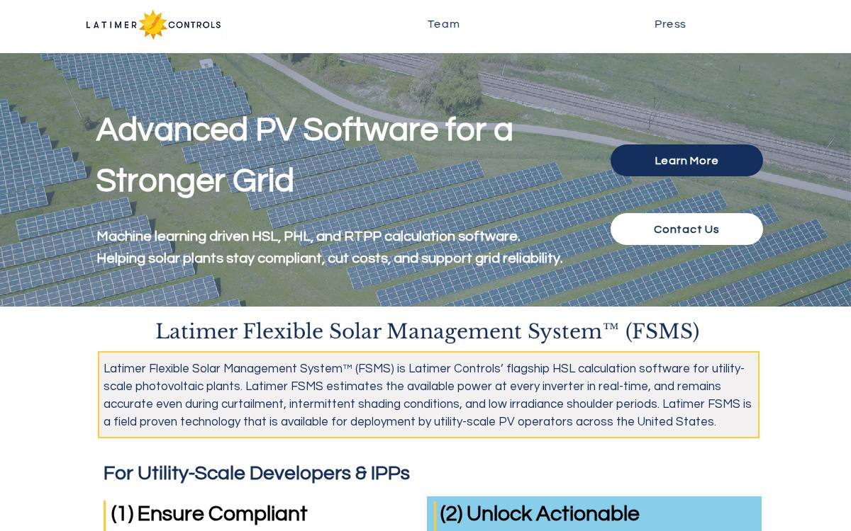 Latimer Controls website preview