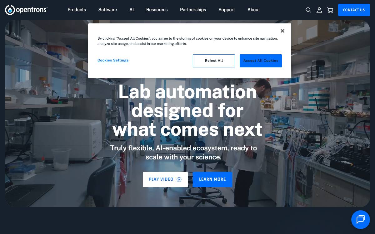 Opentrons website preview