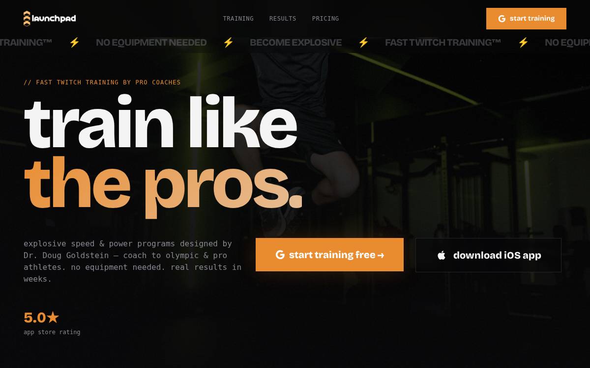 Launchpad Fitness website preview
