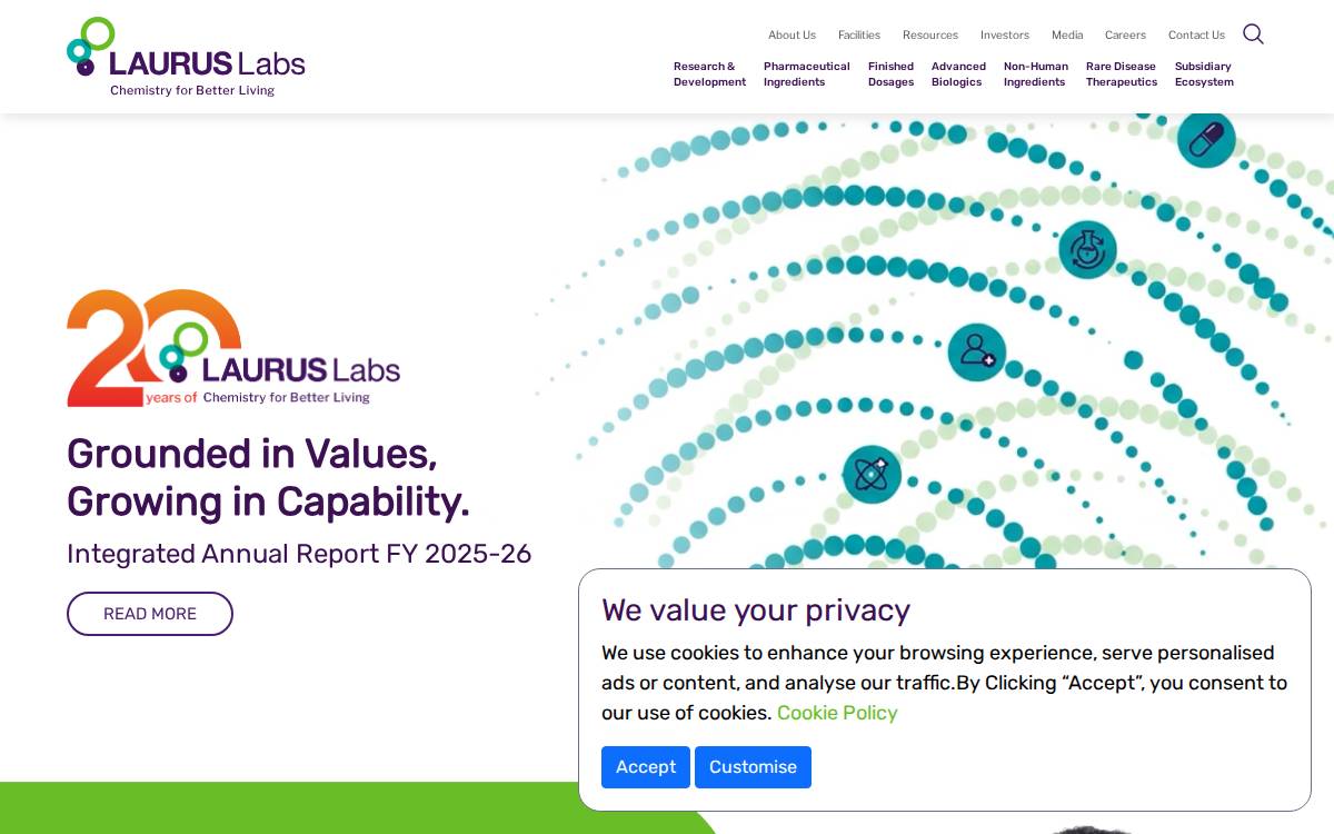 Laurus Labs website preview