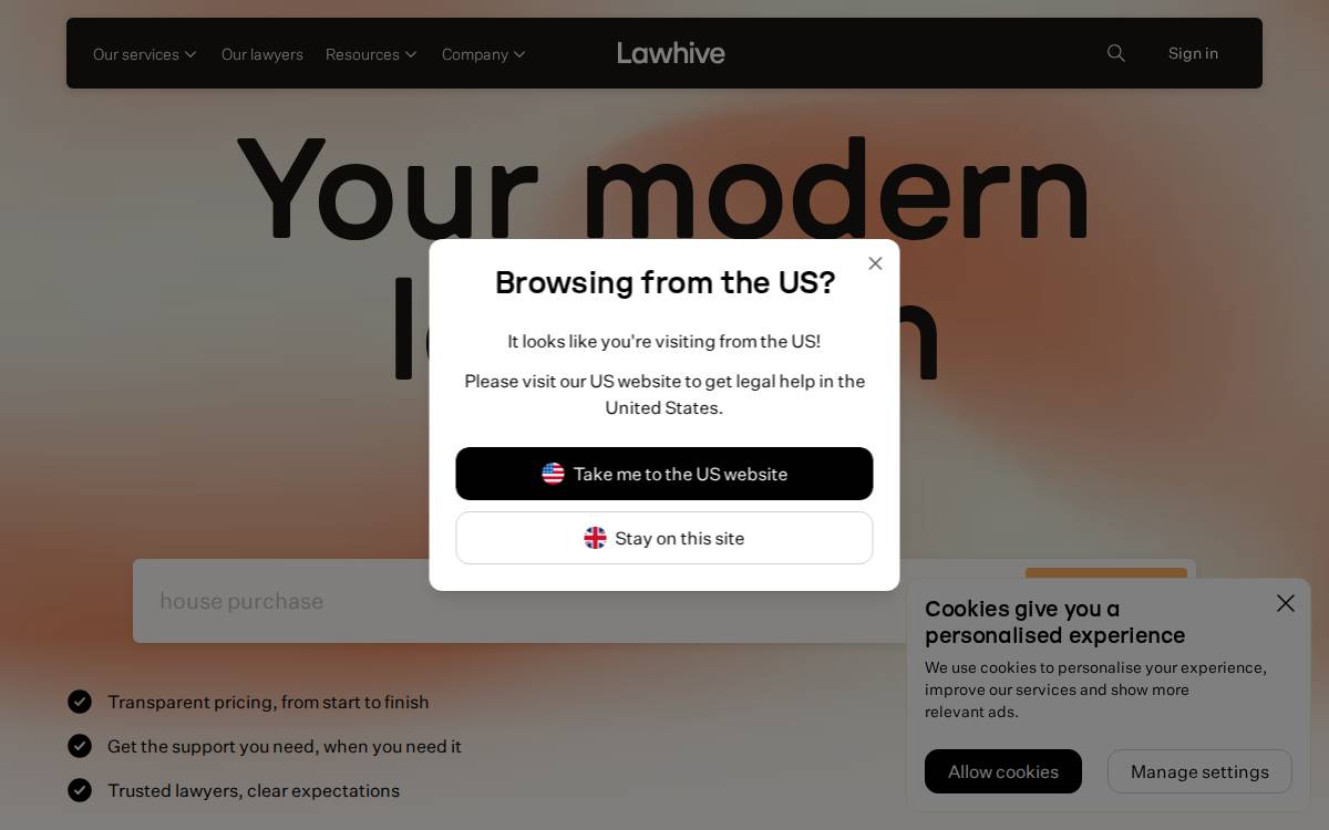 Lawhive website preview