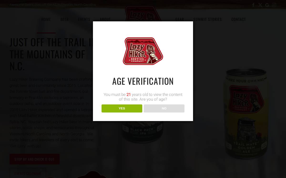 Lazy Hiker website preview