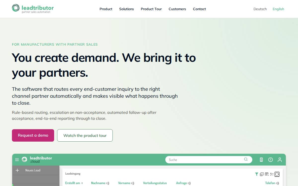 Leadtributor website preview