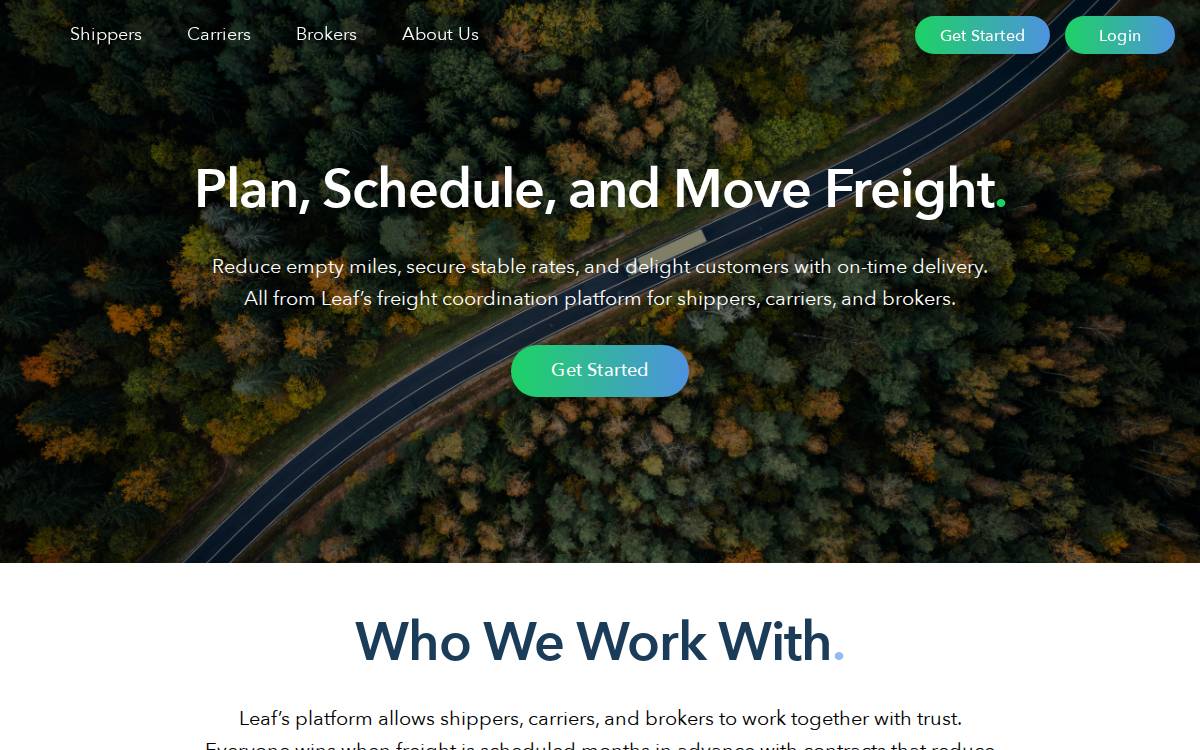 Leaf Logistics website preview