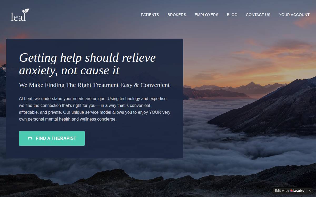Leaf Mental Health website preview