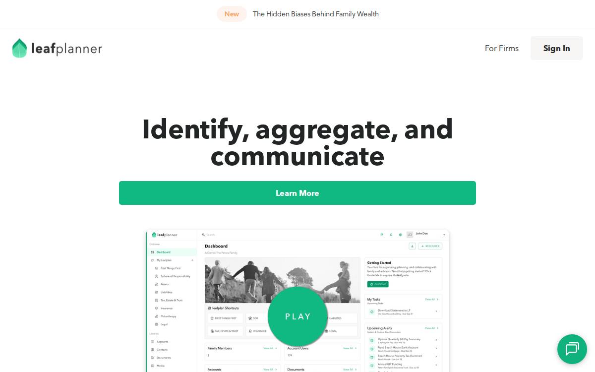 leafplanner website preview