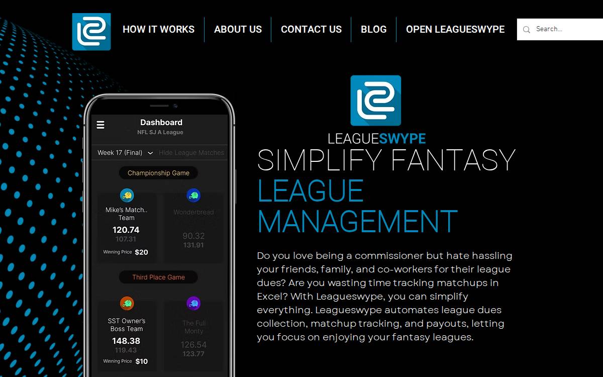 Leagueswype website preview