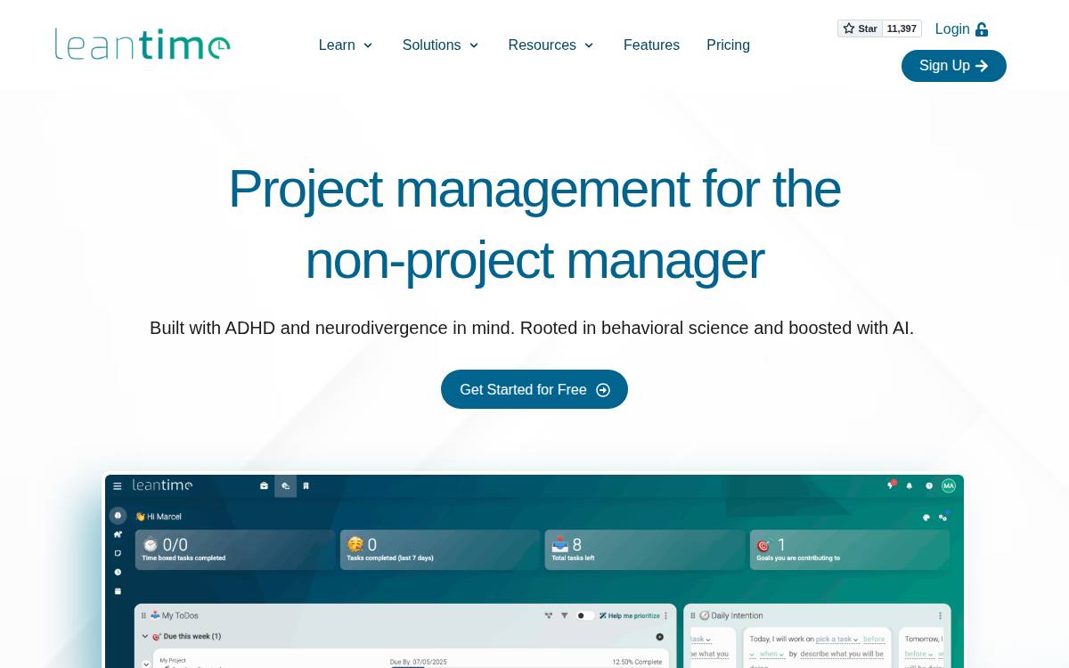 Leantime website preview
