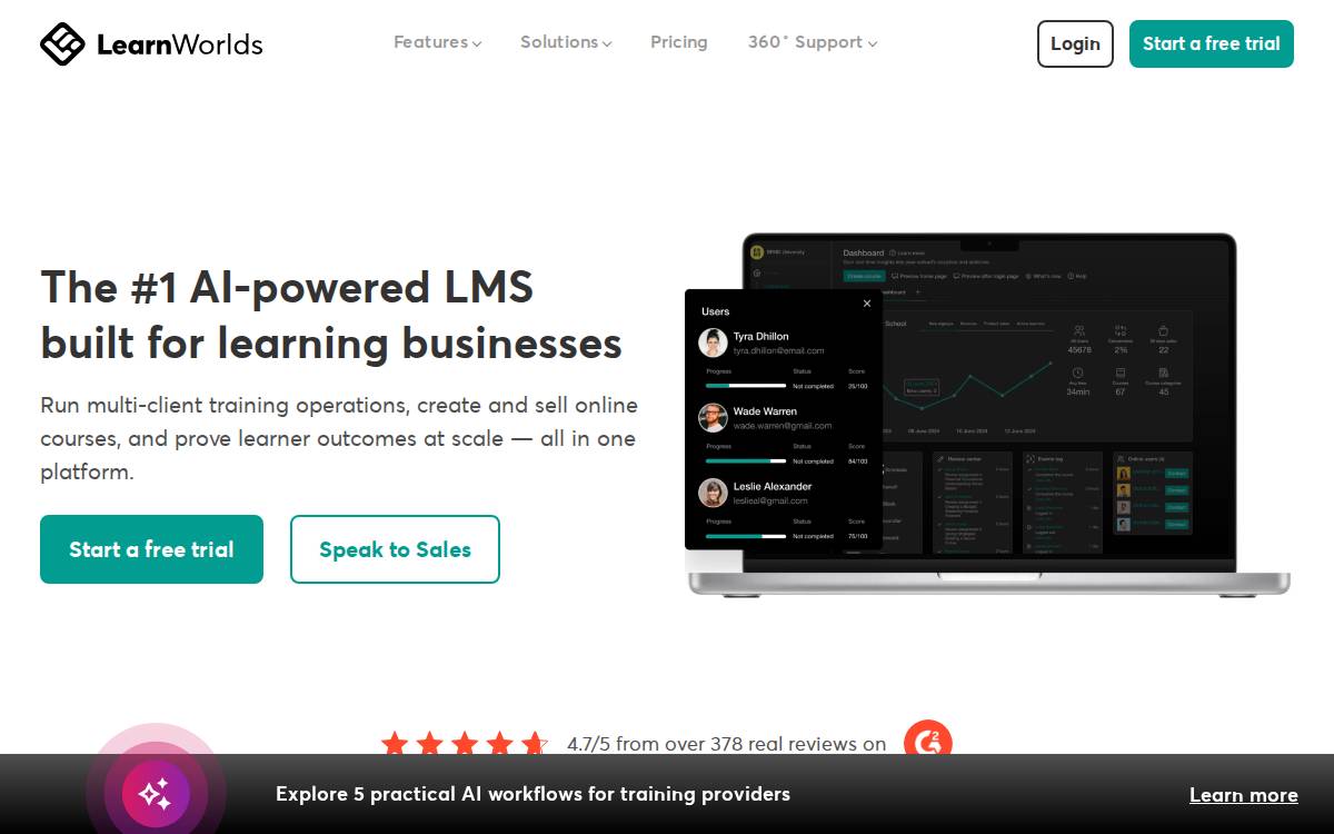 Learnworlds website preview