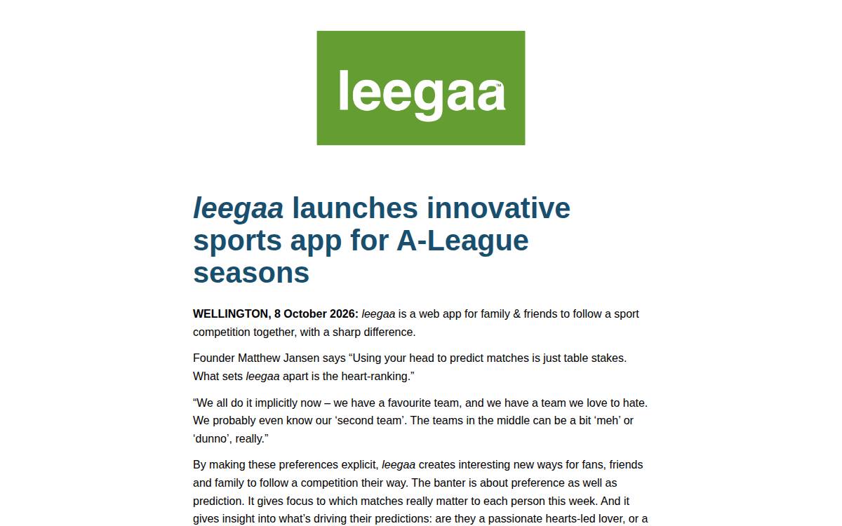 Leegaa website preview