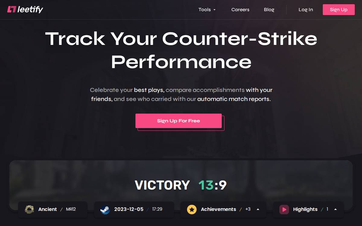 Leetify website preview