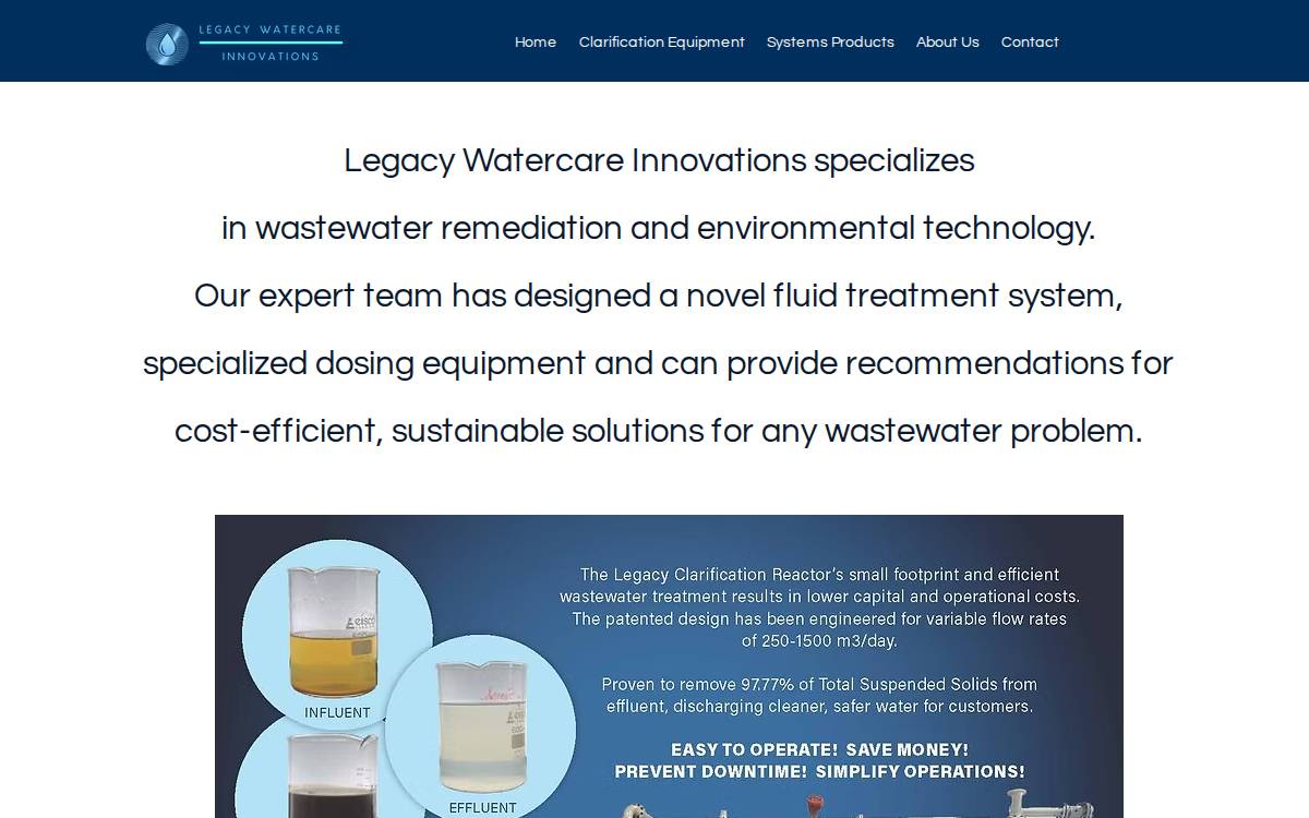 Legacy Watercare Innovations website preview