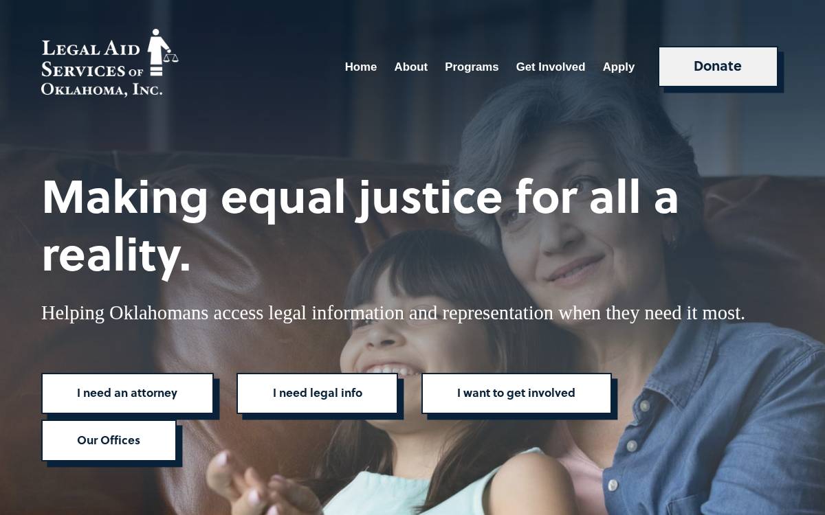 Legal Aid Services of Oklahoma website preview