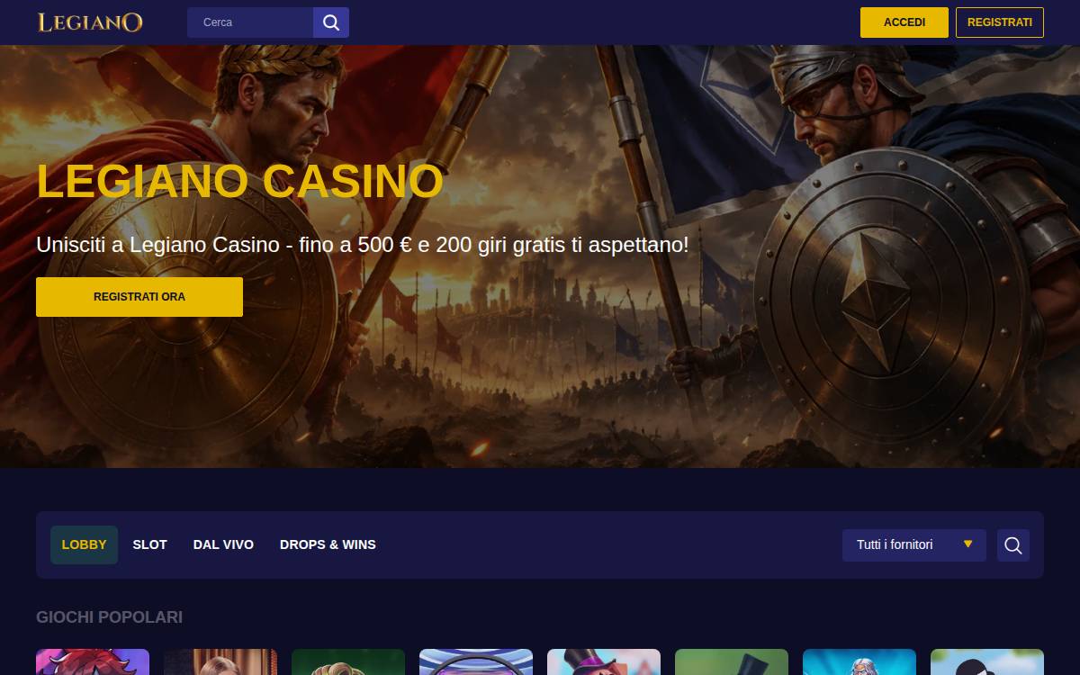 Legiano casino website preview