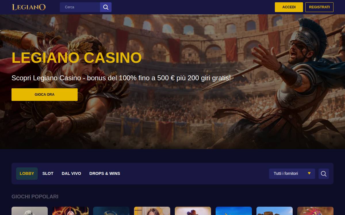 Legiano casino website preview