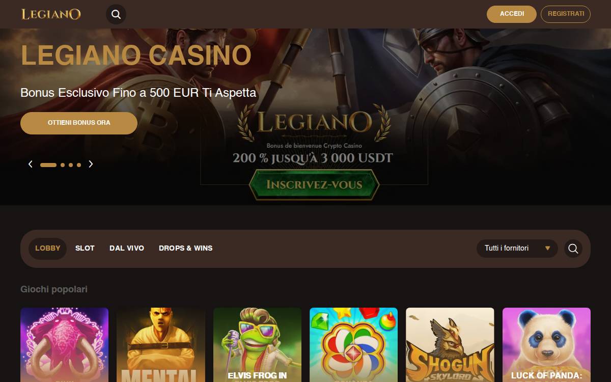 legiano casino website preview