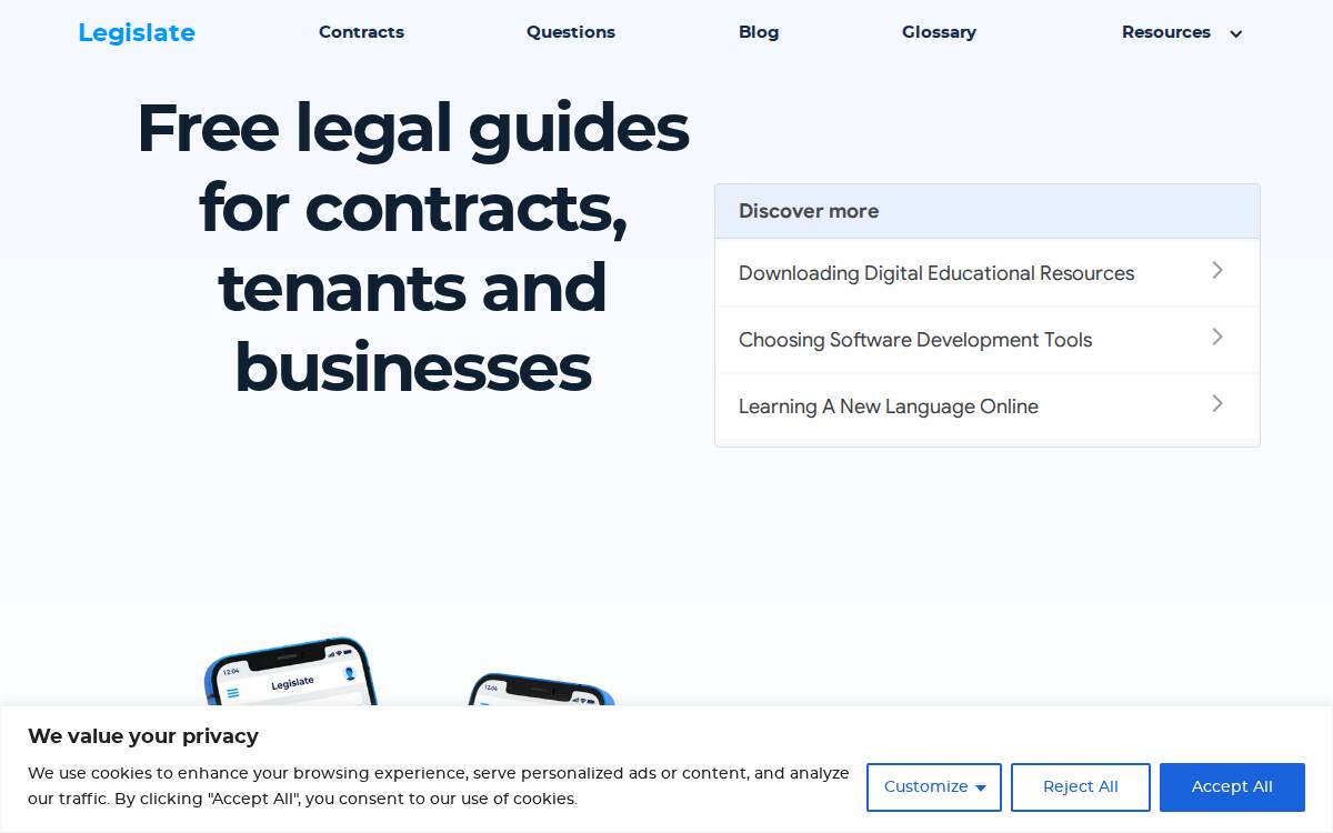 Legislate website preview