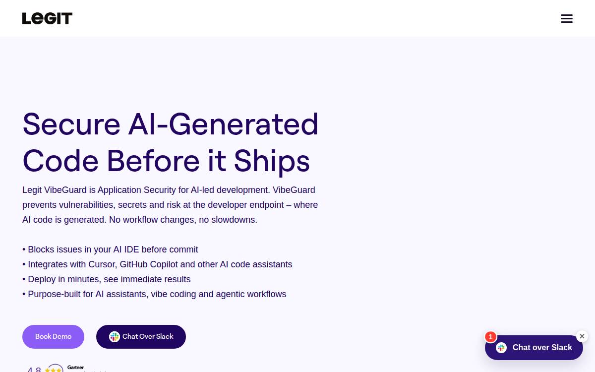 Legit Security website preview