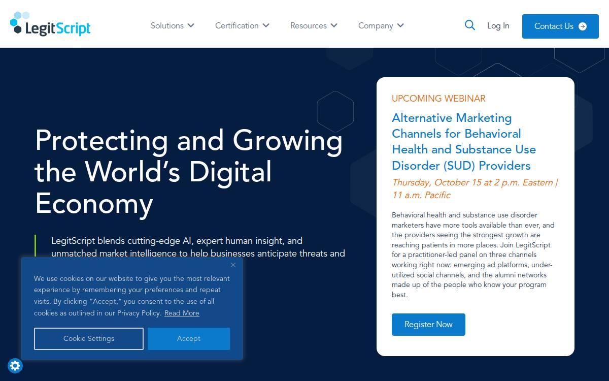 LegitScript website preview