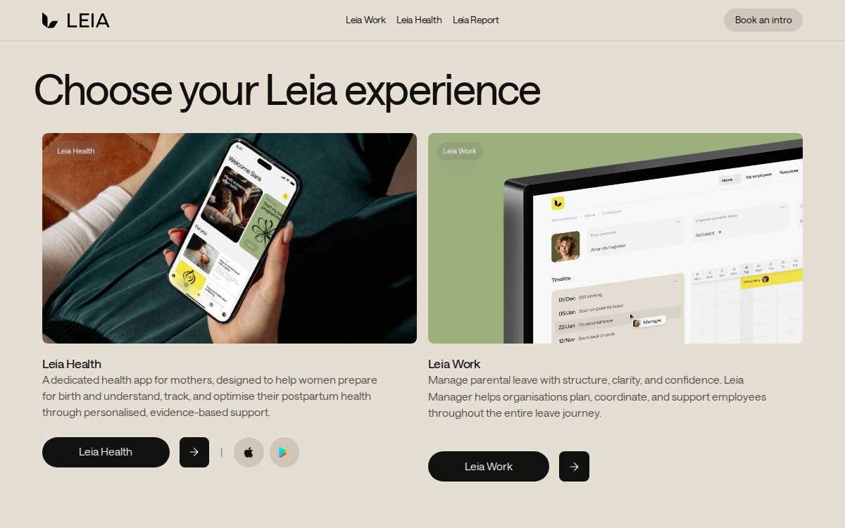 Leia website preview