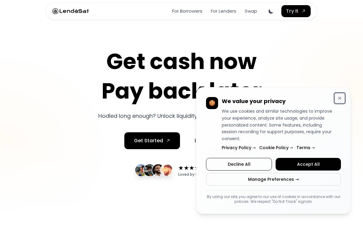 Lendasat website preview