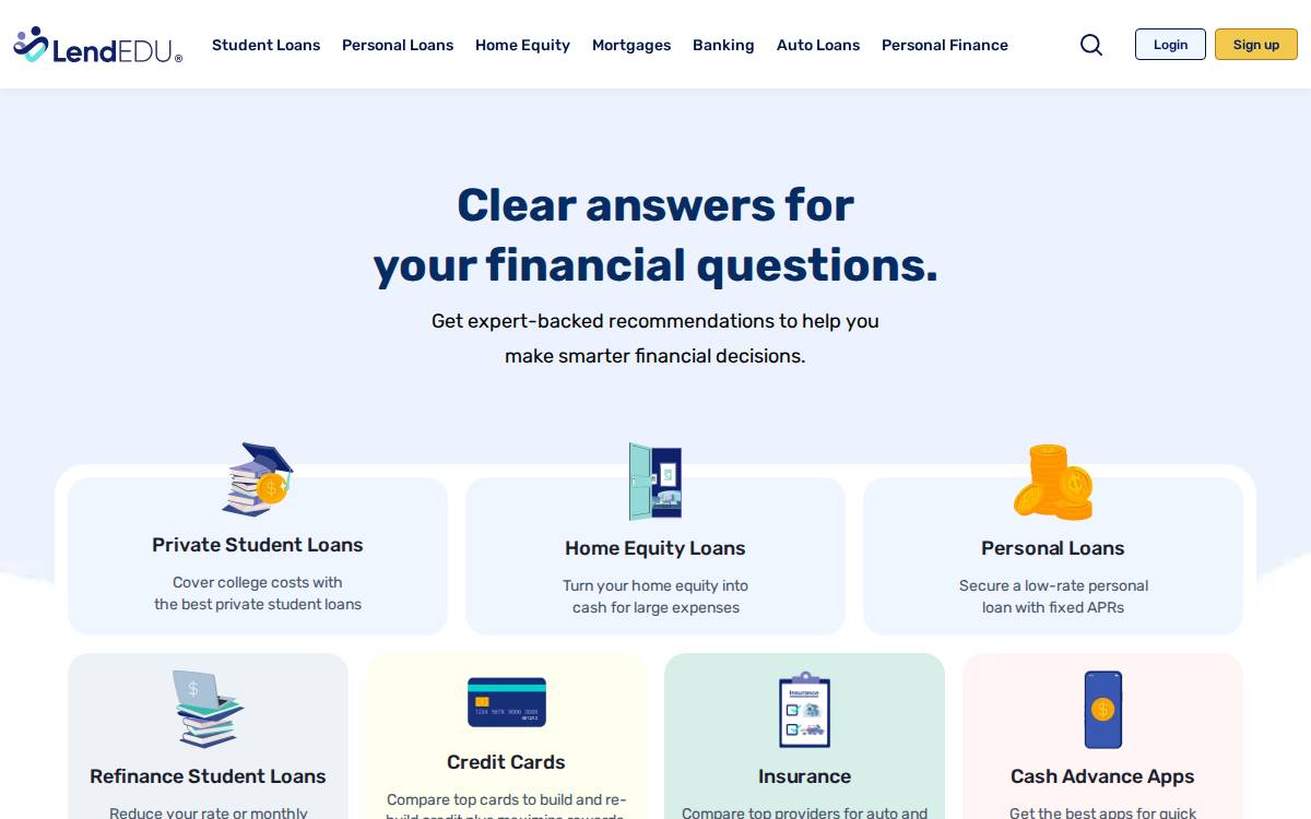 LendEDU website preview