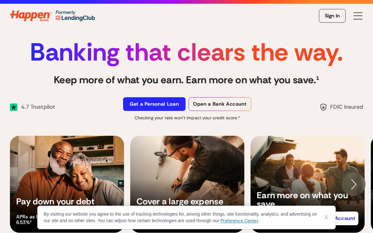 Lending Club website preview