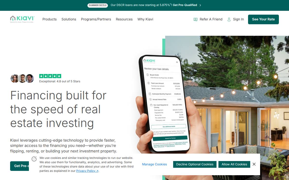 Lending Home/Kiavi website preview