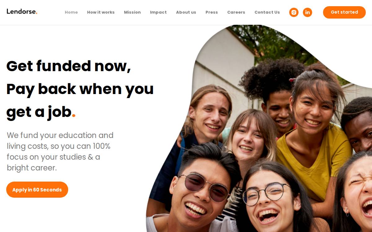 Lendorse website preview