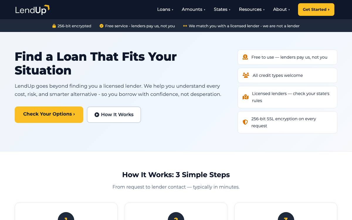 Lendup website preview