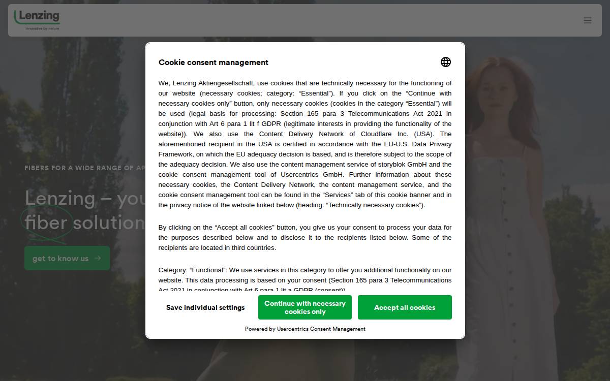 Lenzing website preview