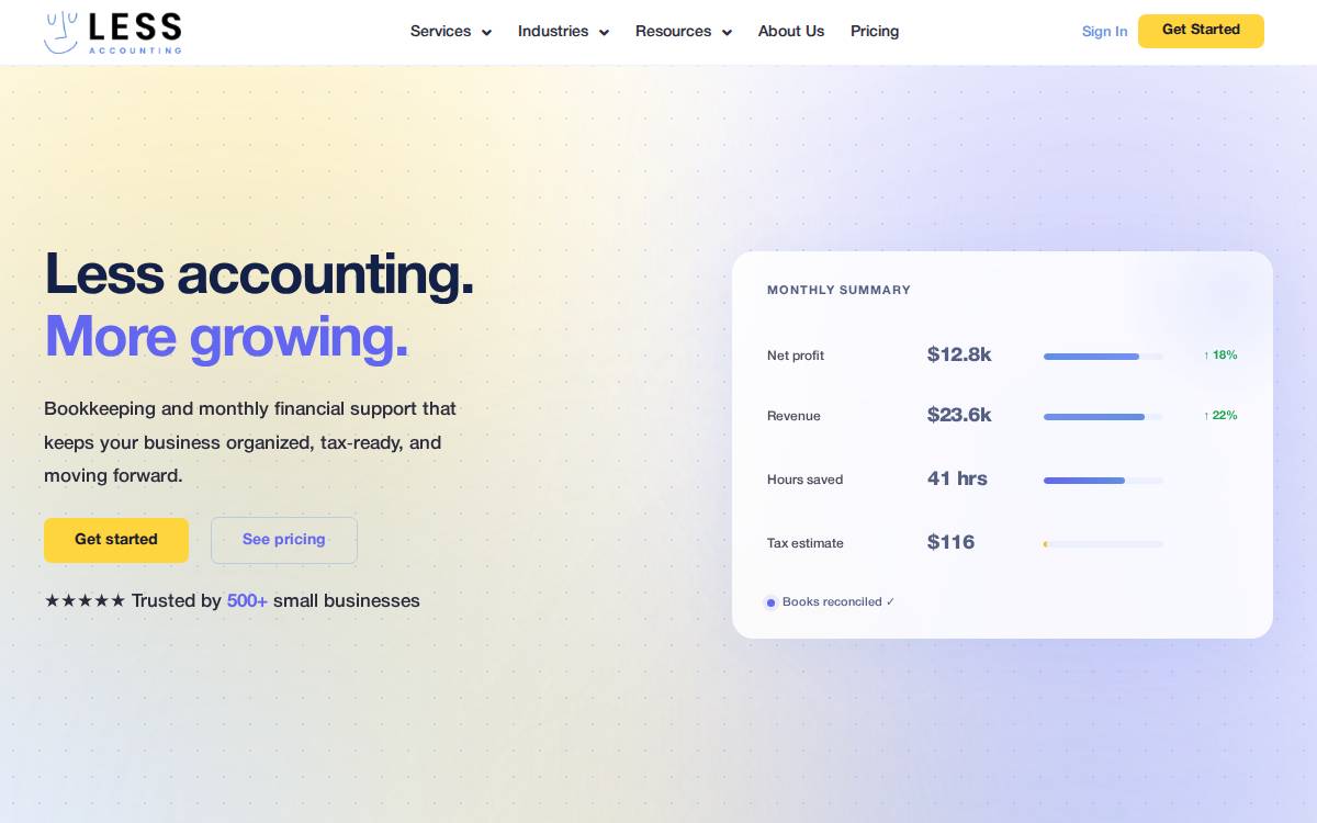 LessAccounting website preview