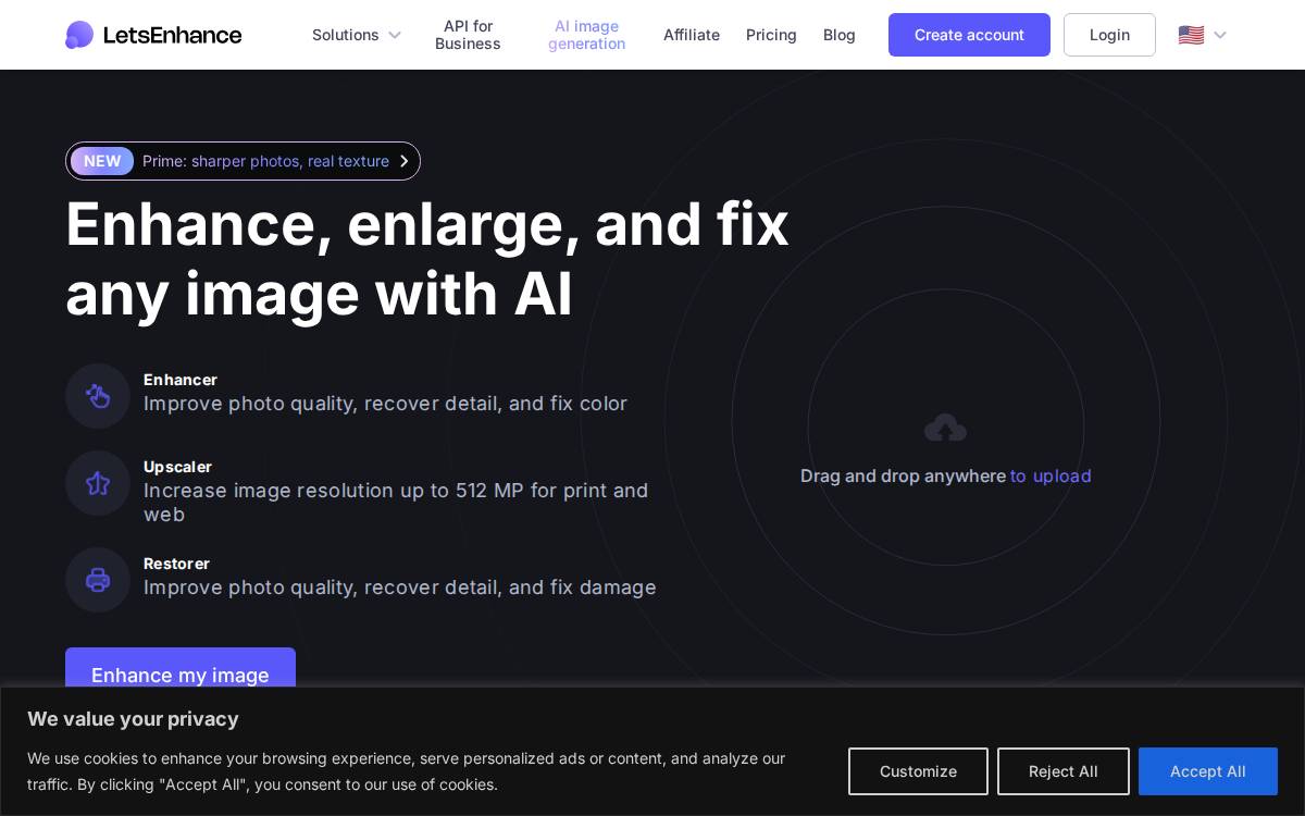 Let's Enhance website preview