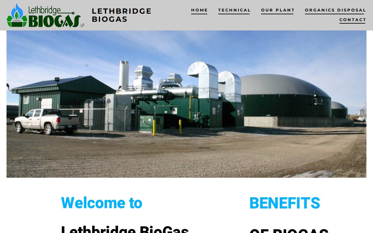 Lethbridgebiogas website preview