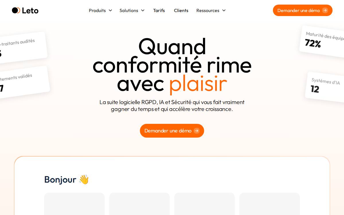 Leto website preview