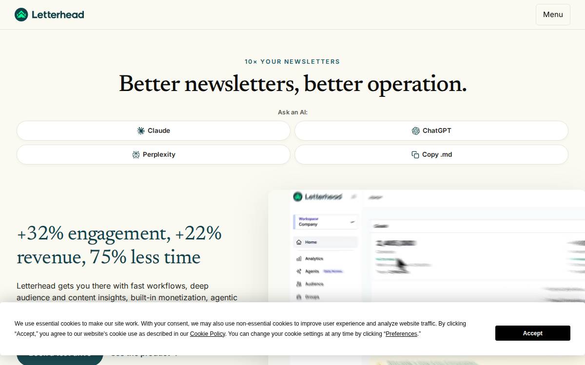 Letterhead website preview