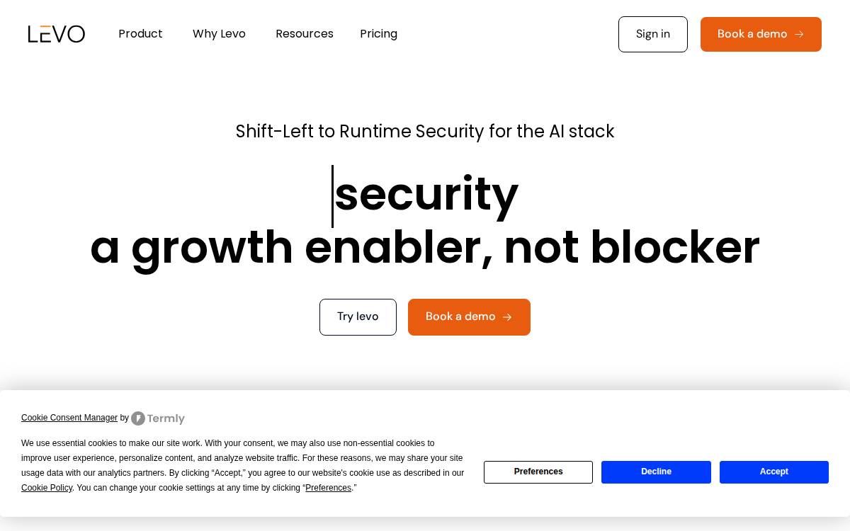 Levo website preview