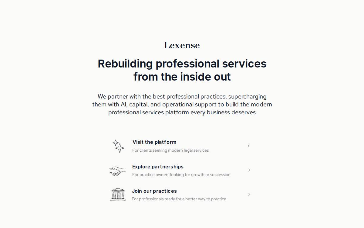 Lexense website preview