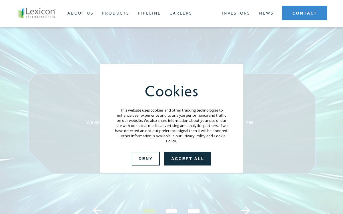 Lexicon Pharmaceuticals website preview