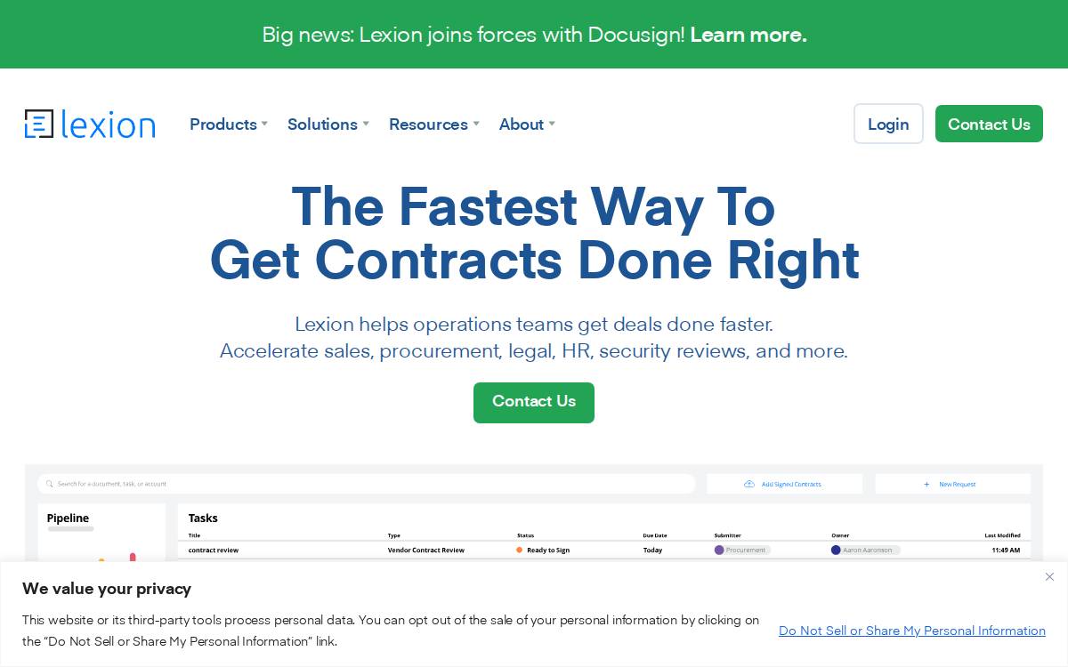 LEXION website preview