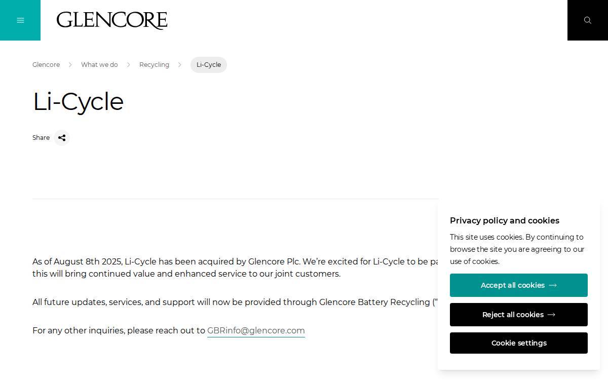 Li Cycle website preview
