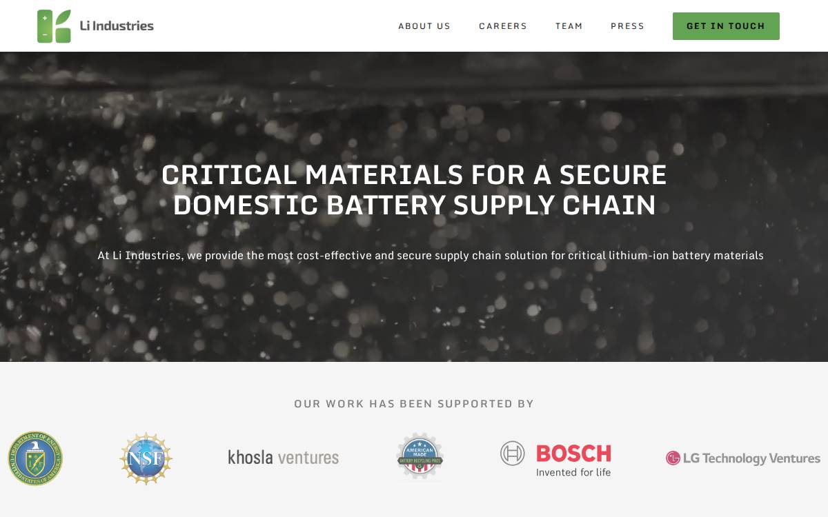 Li Industries website preview
