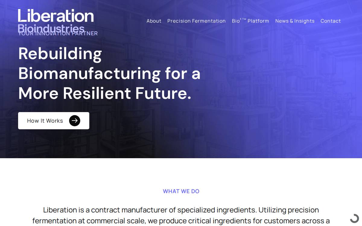 Liberation Bioindustries website preview