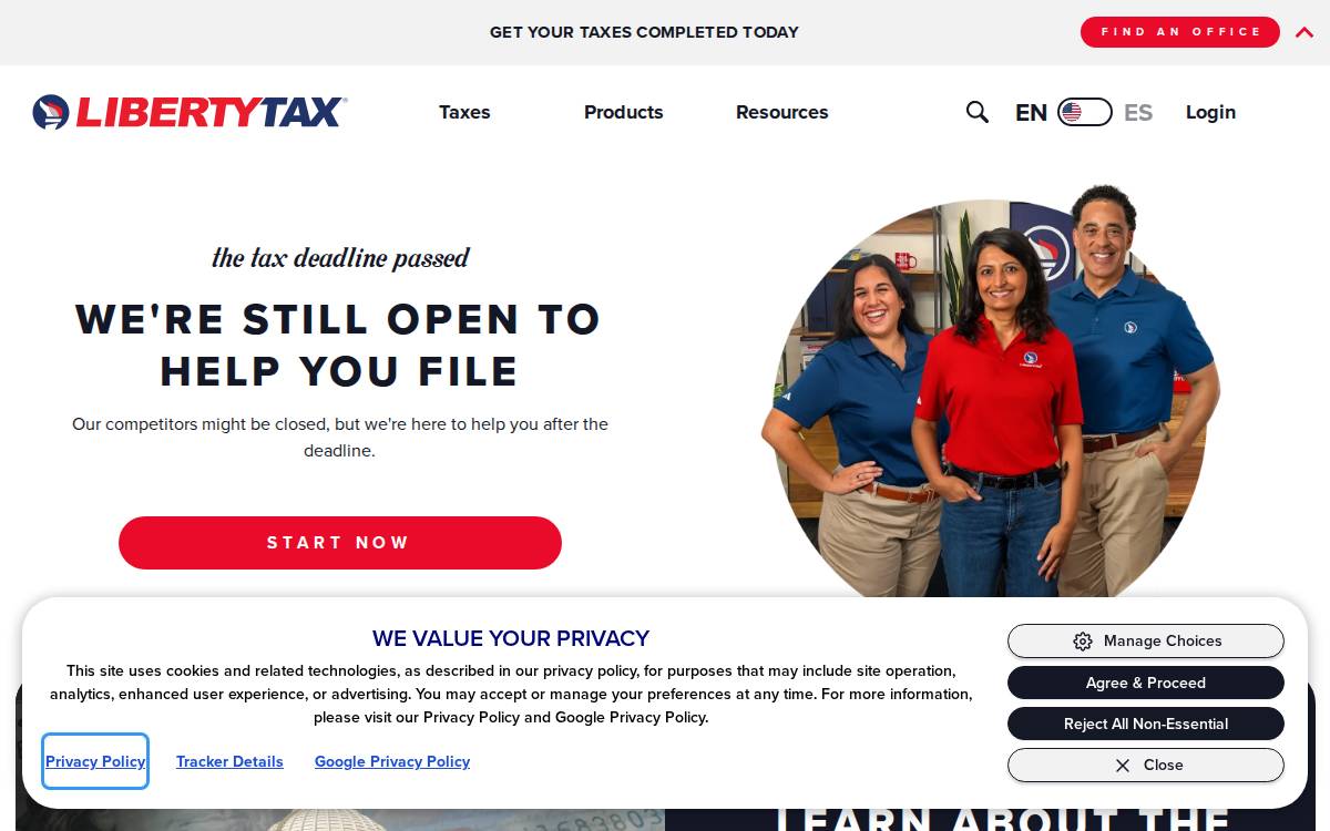 Liberty Tax Service website preview