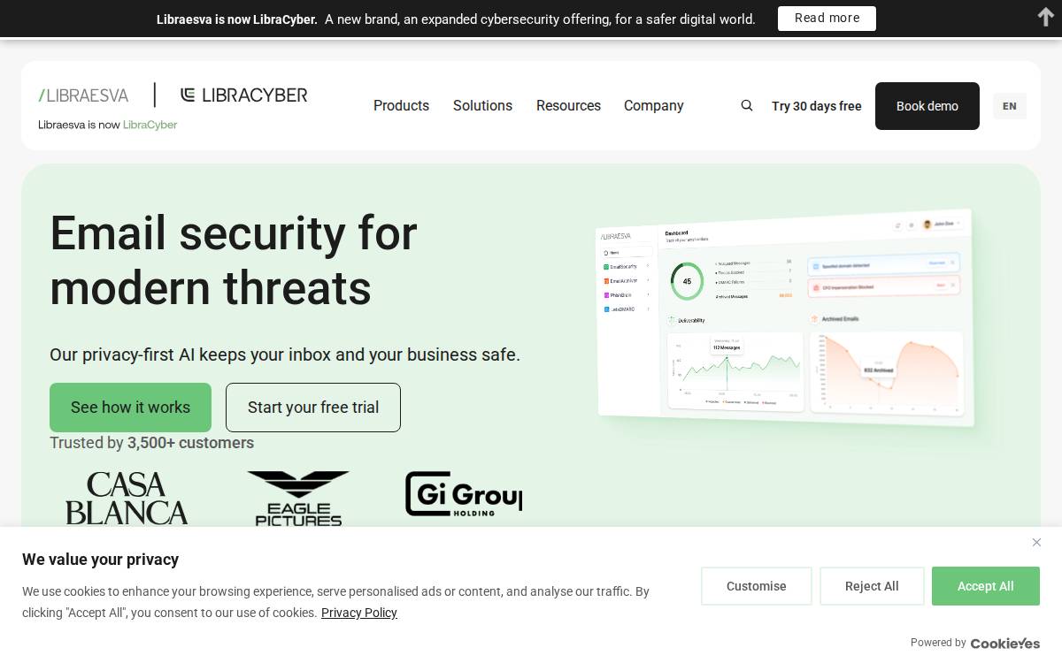Libraesva website preview